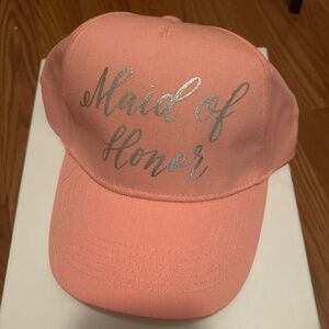 Pink and silver Maid of Honor cap